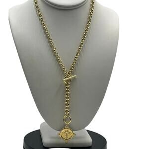 Bellezza Bronze Italy Designer Toggle Charm rich golden-bronze tones Y Necklace‎